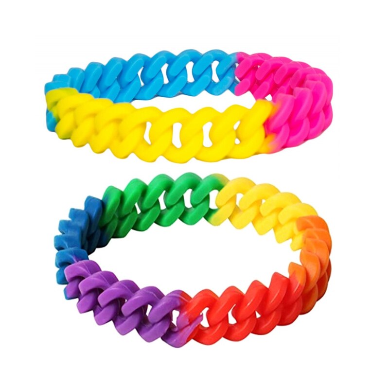 Pulsera de silicona multicolor para orgullo Gay, brazalete de goma multicapa, joyería