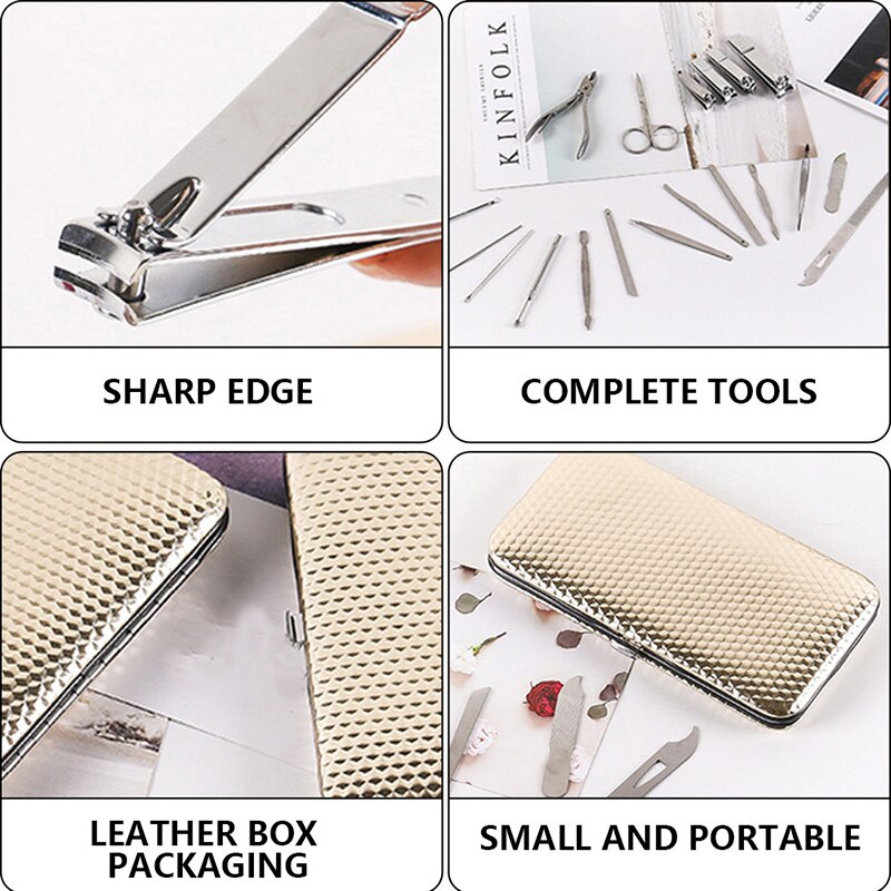 19pcs of One Set Multifunctional Nail Trimmer Portable Manicure Kit Durable Nail Clippers Useful Nail Cutter for Man Woman Home