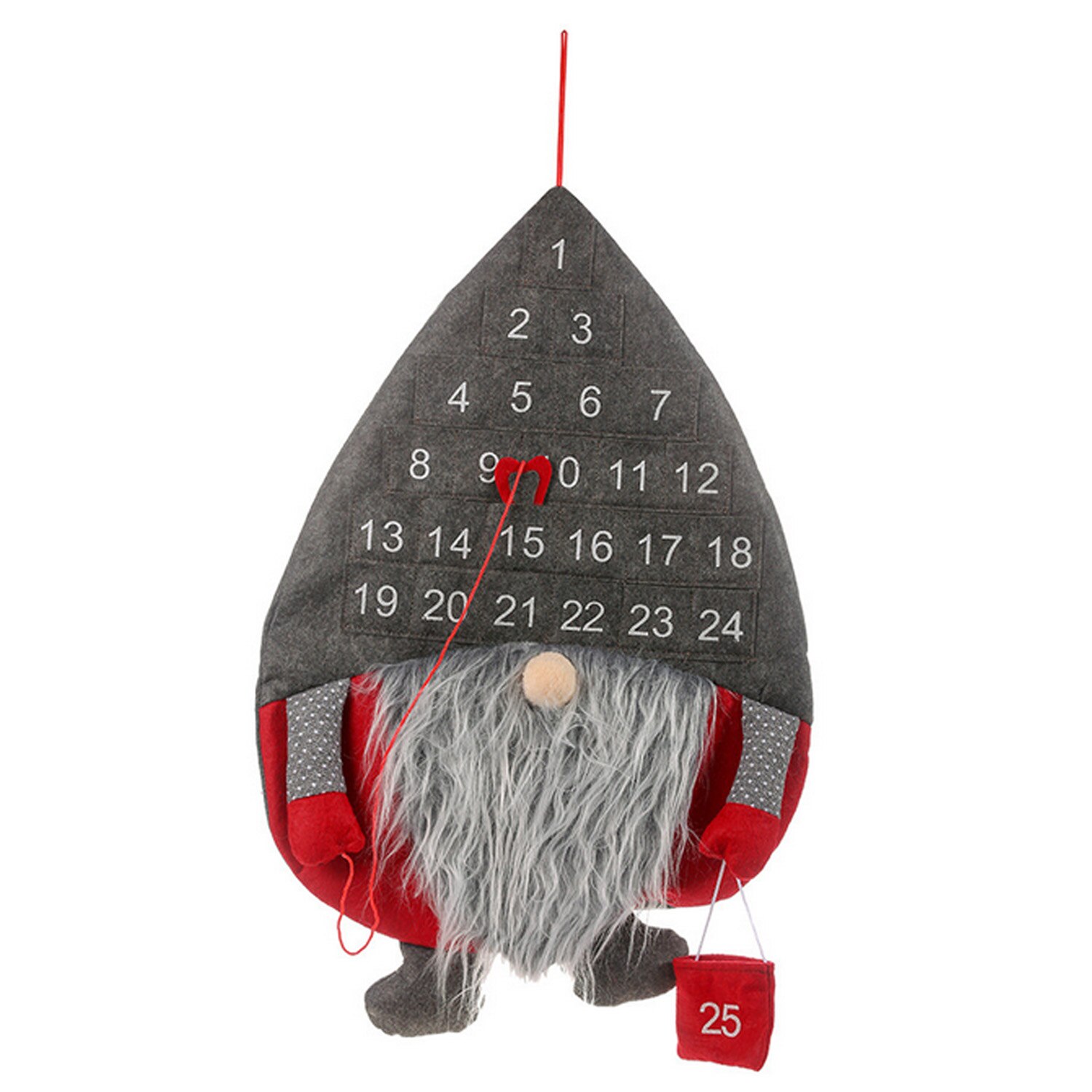 24 Days Santa Christmas Advent Calendar with Hanging Pockets Home Living Room Door Wall Decors Christmas Xmas Countdown Calendar: Grey