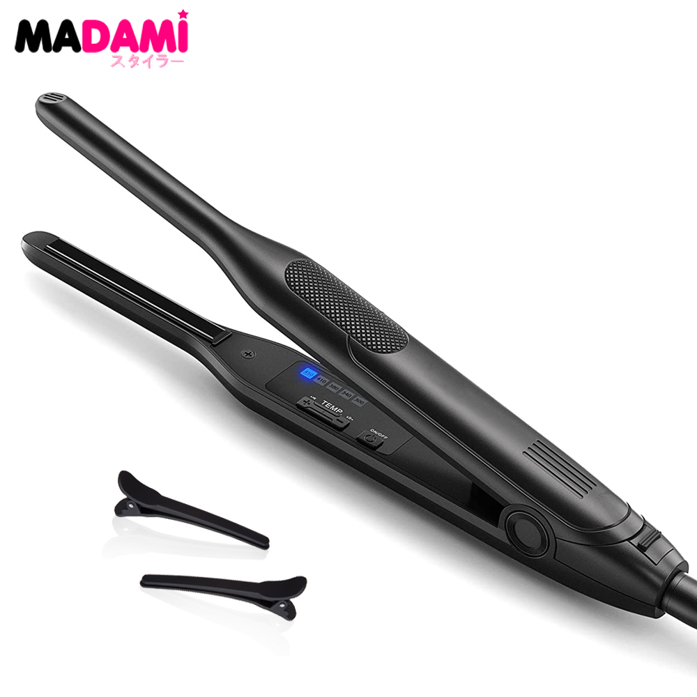 Hair Straightener Curler Ceramic Coating Thinnest Plate Pencil Flat Irons For Short Hair Men's Beard Styler