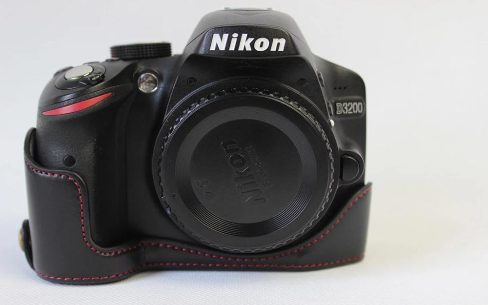 Leather Protect Half Case Grip for Nikon D3400 D3300 D32000 D3100 Camera: Black
