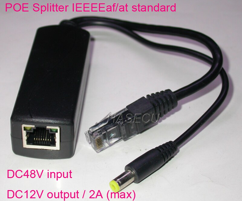 POE splitter for CCTV IP cameras IEEE802.3af/at DC48V input DC12V/1.5A output Mid-Span 4/5(+) 7/8(-) End-Span 1/2/3/6
