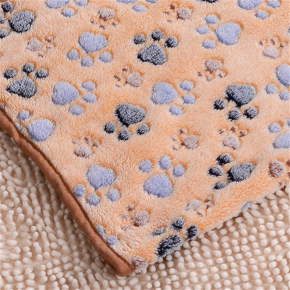 Cute Dog Bed Mats Soft Flannel Fleece Paw Foot Print Warm Pet Blanket Sleeping Beds Cover Mat For Small Medium Dogs Cats