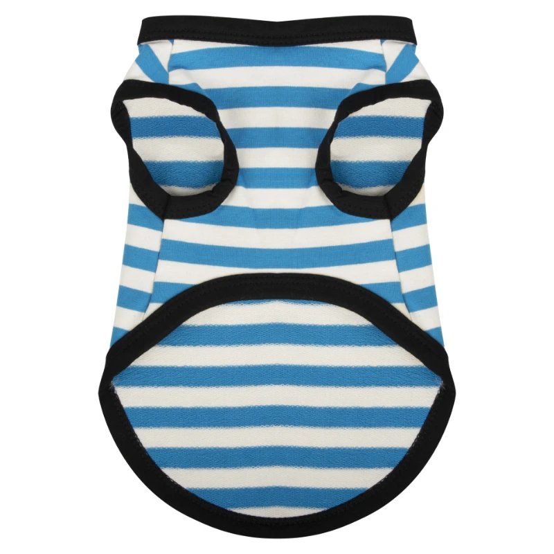 1 szt. Letnie ubrania dla psów dla małych średnich psów Bluza bawełniana w paski dla zwierząt Oddychająca odzież dla szczeniąt i kotów: L / Niebieski