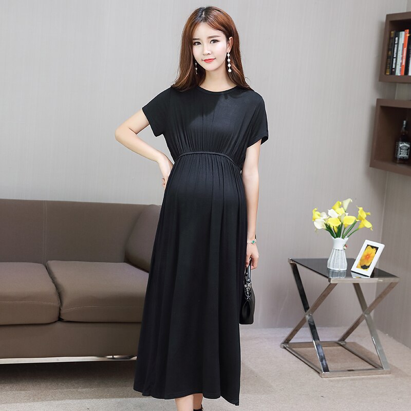 Plus Größe modal Mutterschaft Kleider Für Schwangere Frauen Kleidung Kurzarm Schwangerschaft Lange Kleid Vestidos Mutterschaft Kleidung
