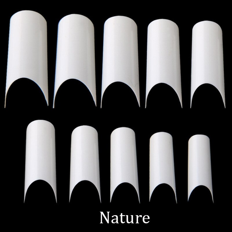 500 stks/zak Professionele Curve Nep Nagels Tips Acryl Kunstmatige Half Cover False Nail Wit/Transparant/Natuur Unhas Nagel tips