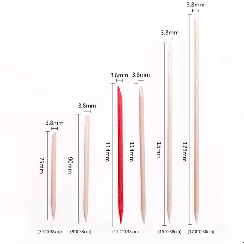 Nail Wooden Cuticle Pusher Set Double-ends Orange Wood Sticks Cuticle Removal Nail Art Sticks Exfoliating Pedicure Manicure Tool