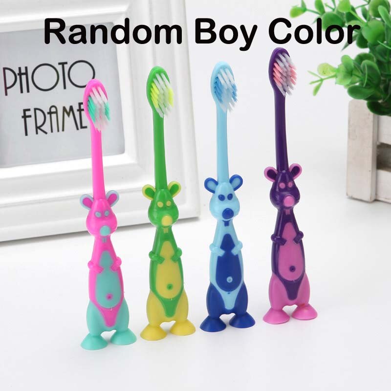 2Pcs/Lot Kids Baby Toothbrush Teether Training Children's Tooth Brush Soft Bristle Mouth Clean Teeth Cleaning Panda Toothbrush: 2Pc kangaroo for Boy