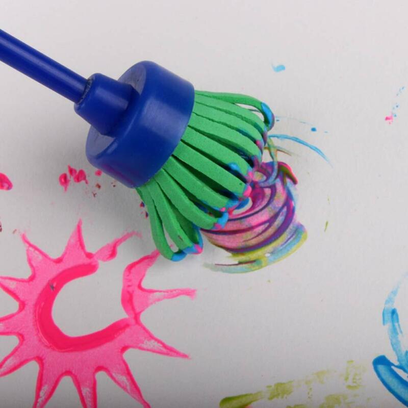 Pinceau de peinture en éponge pour enfants, tampon de fleur, jouets de dessin Graffiti, DIY bricolage, 4 pièces/lot