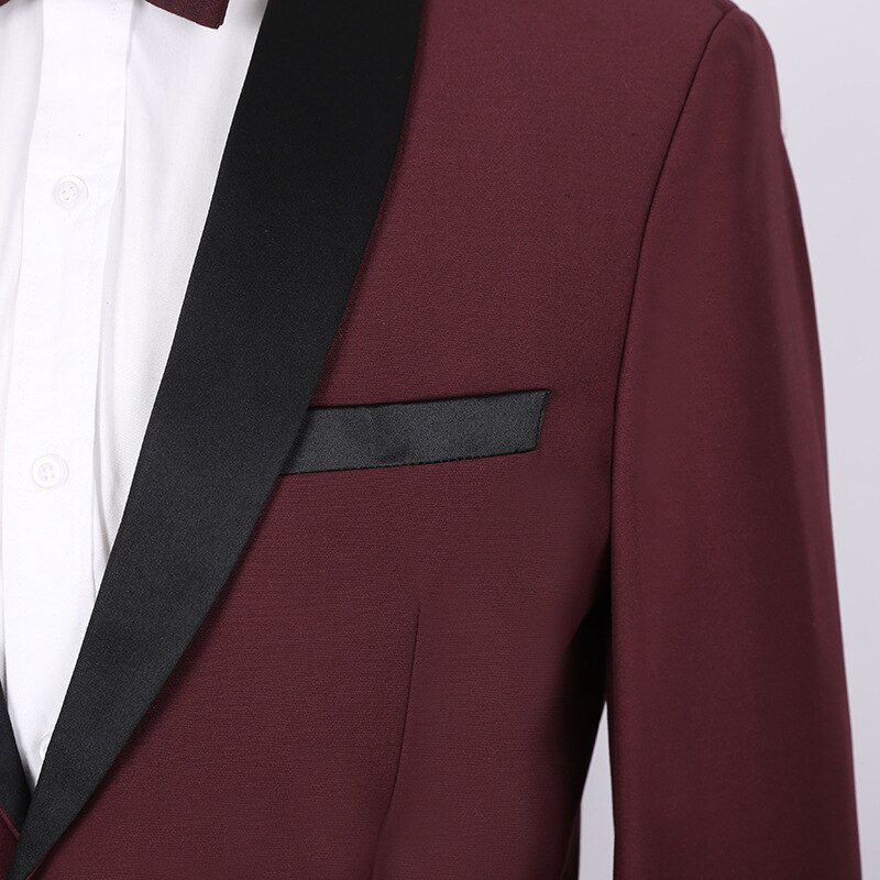 PYJTRL classique châle revers bordeaux deux pièces ensemble costumes de mariage hommes Costume Homme smoking Terno Masculino Slim Fit Body Suit