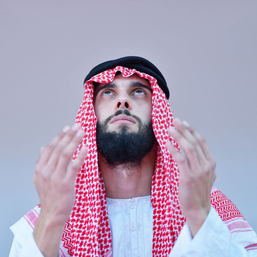 Man Saudi Arabic Islamic Clothing Dubai Muslim Accessories Headpiece Traditional Costume Turban Prayer Hat Plaid Head Scarf Caps