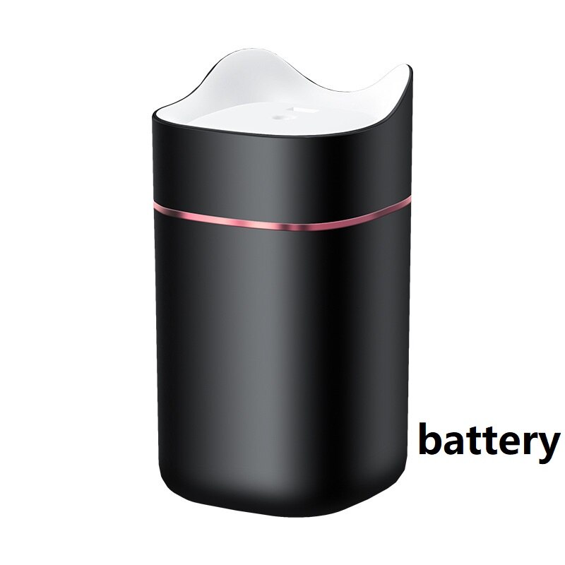 Air Humidifier Home USB Office Aroma Diffuser Intelligent Large Capacity Purification and Hydrating: Black Battery type