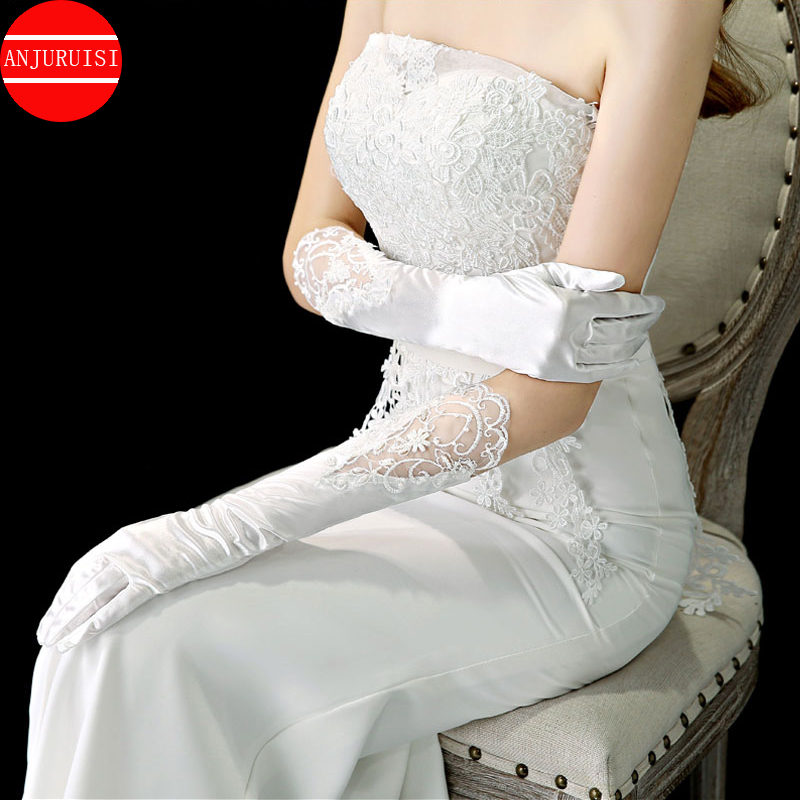 Elbow Wedding Bride Gloves Lace Finger Accessories Mariage Gauze Luvas Akcesoria ślubne Novia Rękawiczki Handschoenen Eldiven