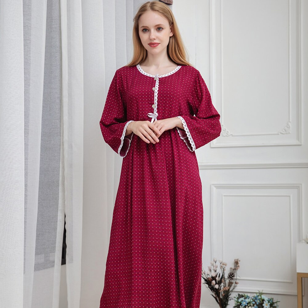 nouvelles femmes coton longue vêtements de nuit ample-fit princesse imprimé fleuri chemise de nuit grande taille maison robe pour dormir M à XXL