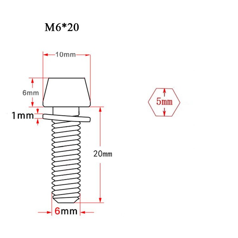 4/8/16Pcs Fiets Stuurpen Schroef M5 * 20 / M6 * 20 Fiets Stuur Schroef aluminium Bout Fixed Gear Mtb Fiets Accessoires