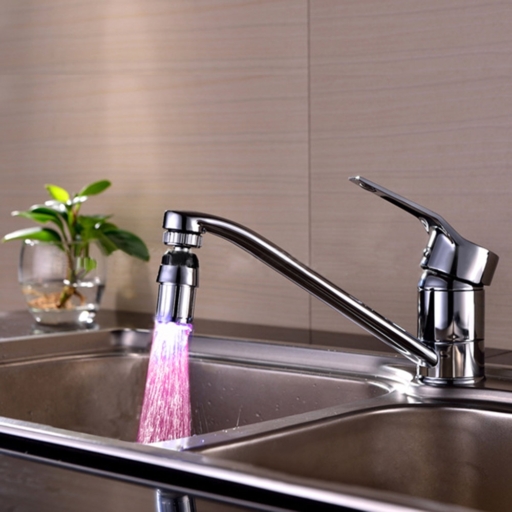 LED-Wasserhahn-Licht, bunt, wechselndes Leuchten, Duschkopf, Küchenarmatur, Wasserhahn-Licht, Temperatursensor für Küche, Badezimmer, Kran