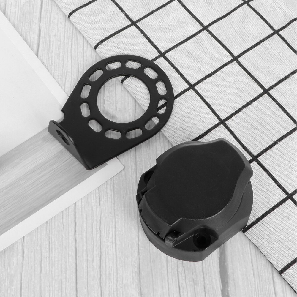 Round Hole Trailer Plug 7-Way Boat Truck Trailer Connector Plug Socket Bracket Set Kit Truck Trailer Connector