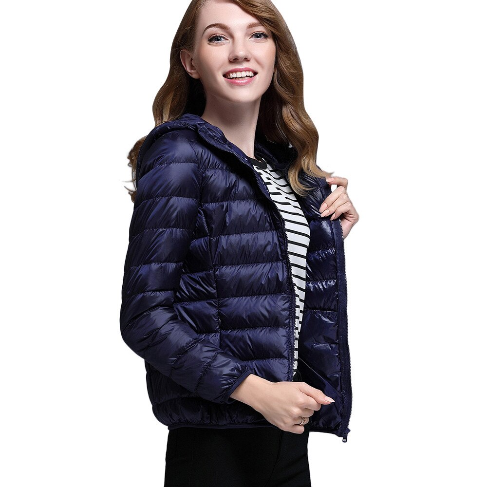 Winter Coat Women Ultra Light Down Jacket White Duck Down Hooded Jackets Parka Casual Female Long Sleeve Solid Outwear Coat