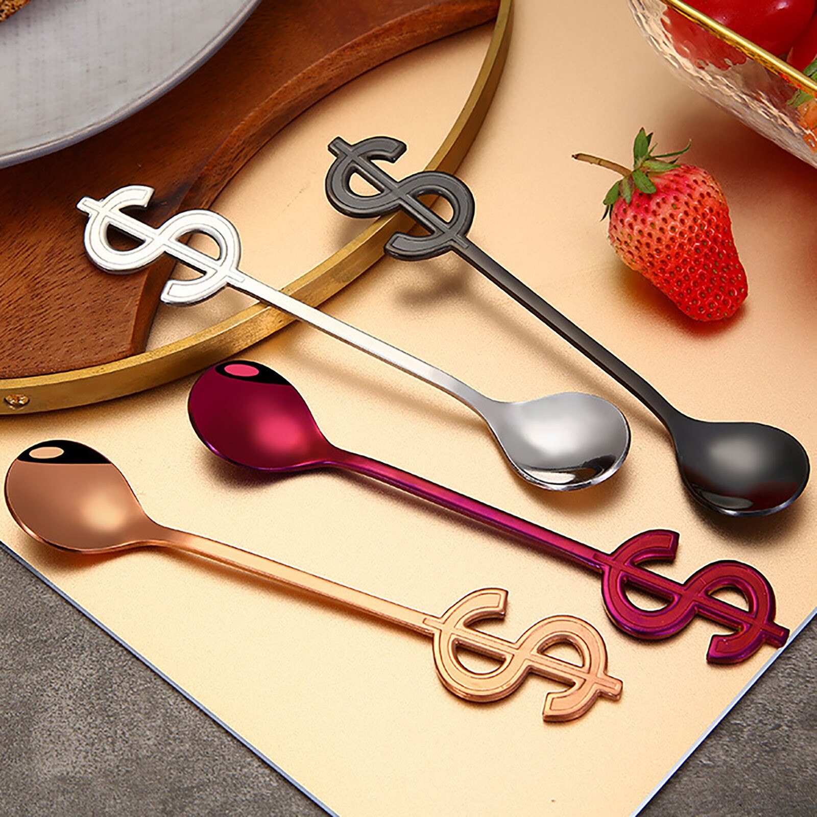 Cucharas creativas de acero inoxidable para café, té, utensilios de cocina, utensilios para beber, cucharas de postre, , 1 ud.