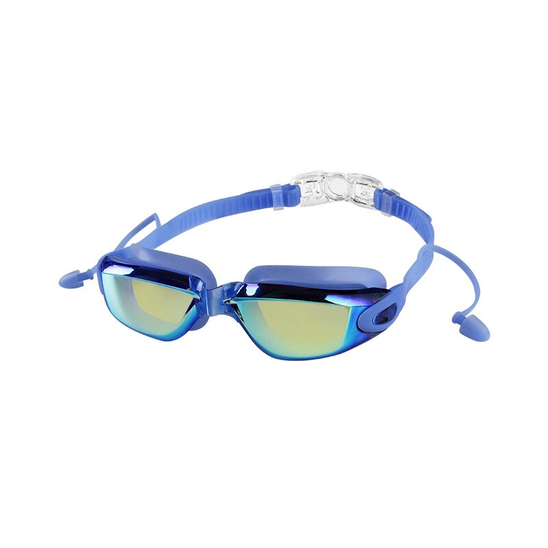 Mosodo Schwimmen Brille mit Ohrstöpsel Anti-Nebel Einstellbare Schwimmen Gläser Männer Frauen Erwachsene Silikon Brillen Optische Tauchen Gläser: Regenbogen Blau