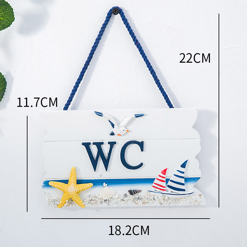 Mediterrane oceaan stijl hangende bord, creatieve houten toiletdeur decoratie, bar, coffeeshop, huis: YELLOW