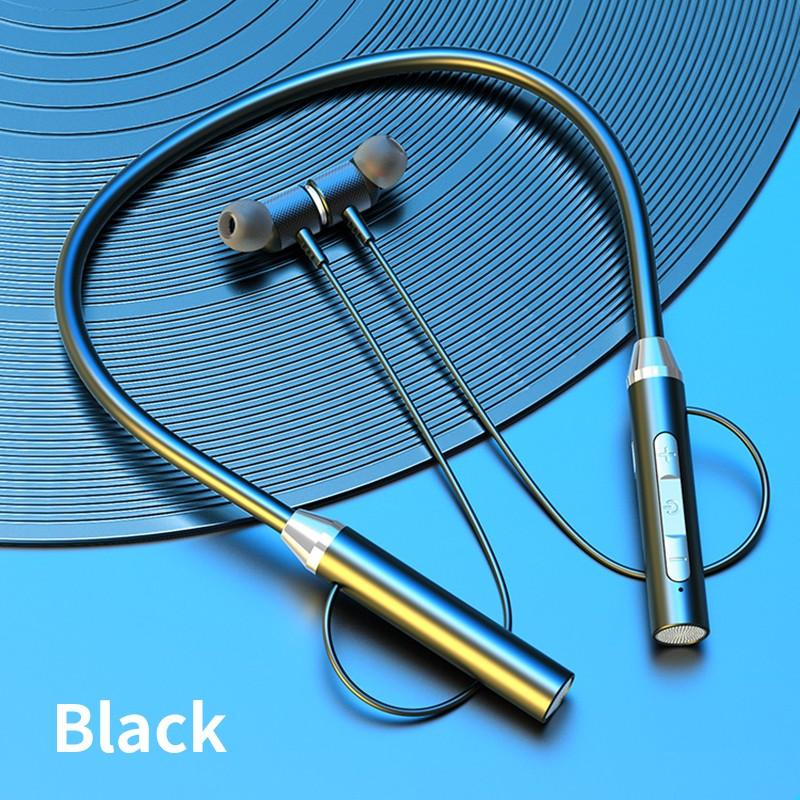 YD08-2 Bluetooth 5.0 Plug-In Kaart Opknoping Hals Headset Magnetische Sport Ultra-Lange Levensduur Batterij In-Oor bluetooth Headset Oortelefoon: Black no carton