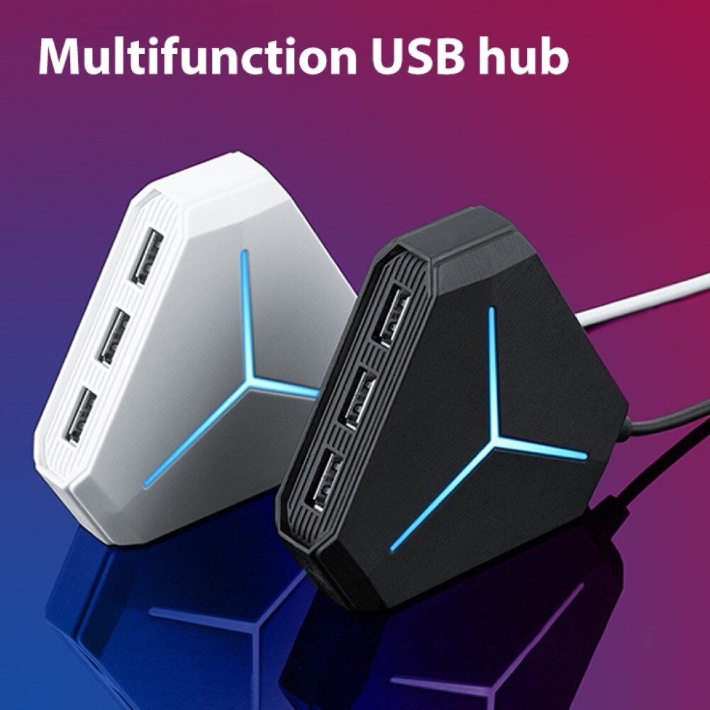 Multiple Port USB 2.0 AUX TF Card Reader Hub 1m Cable Splitter Adapter for PC Portable with Indicator Light Plug and Play