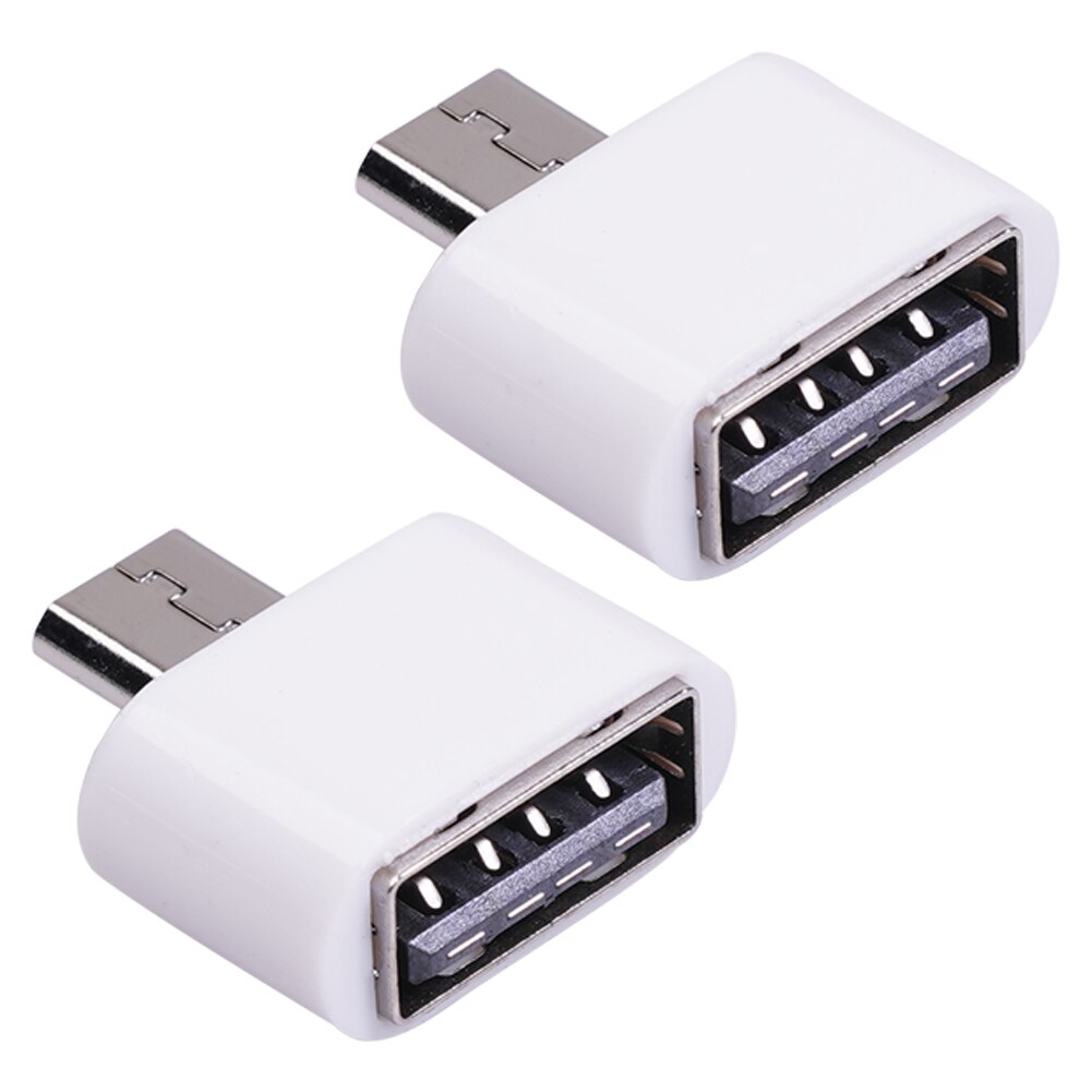 Micro USB Data Cable Adapter USB 2.0 to USB OTG Connector Converter for Tablet PC Android Mobile Phone Mouse Keyboard: 2 pcs White