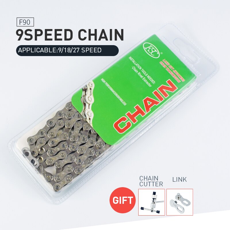 FSC 6/7/8/9/10/11 Speed Bicycle Chain 116 Links Ultralight Carbon Steel MTB Mountain Road Bike Chain Half Hollow Bicycle Chain: 9s silver
