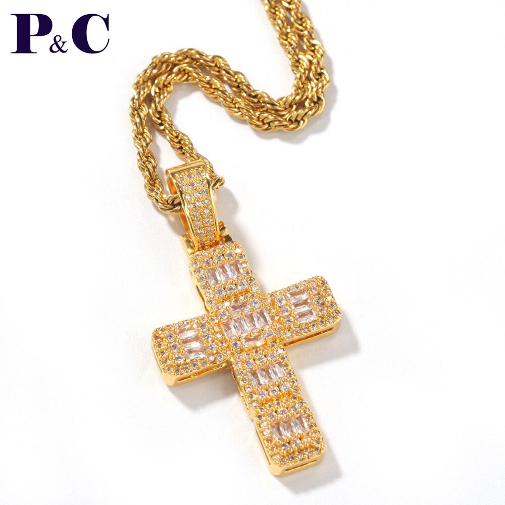 Hiphop kruis ketting dames ketting koper met cz hanger ketting klassieke persoonlijkheid jezus kruis hiphop sieraden voor