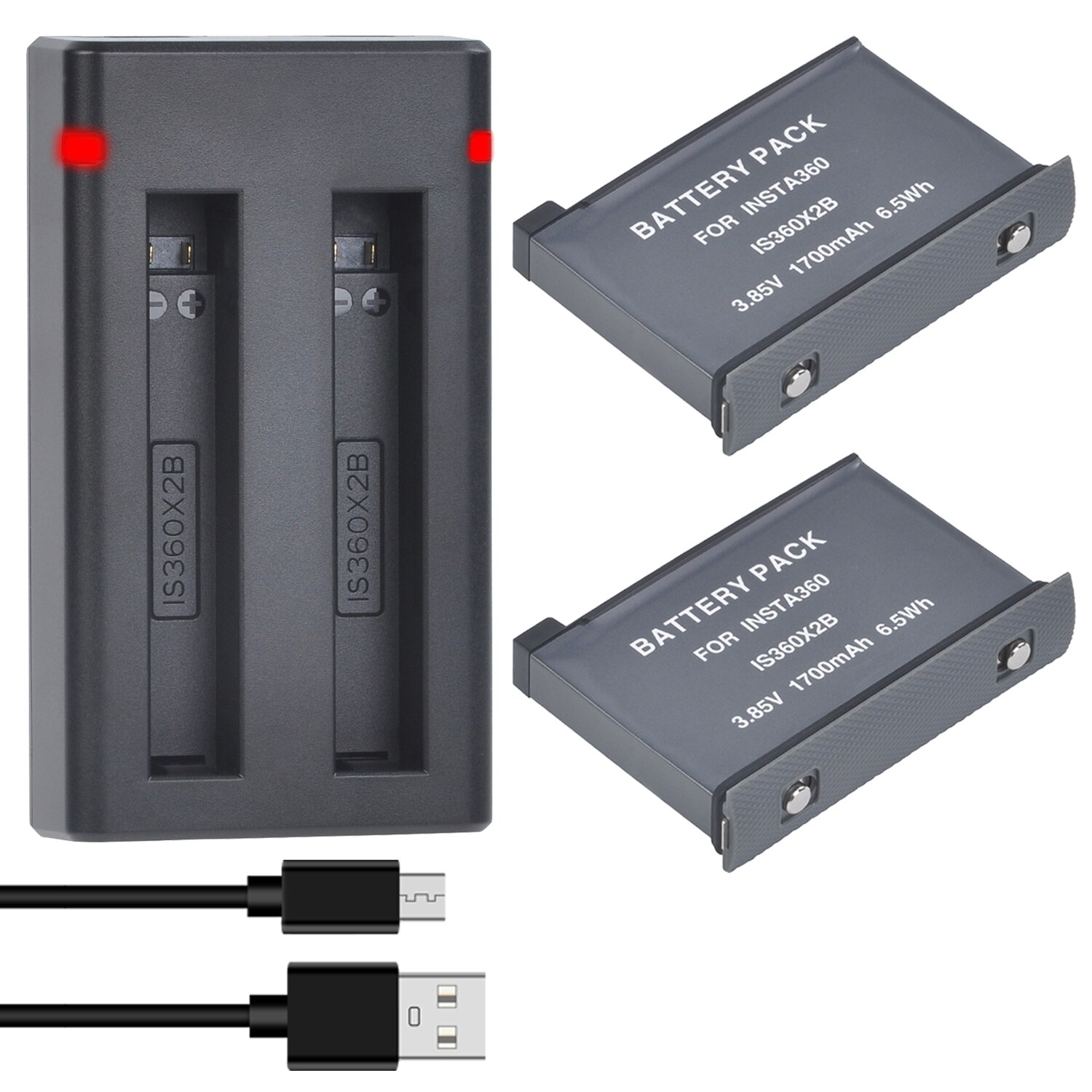 3,85 V 1700mAh Akku für Insta360 EINE X2 Kamera Akku: 2 Battery 1Charger