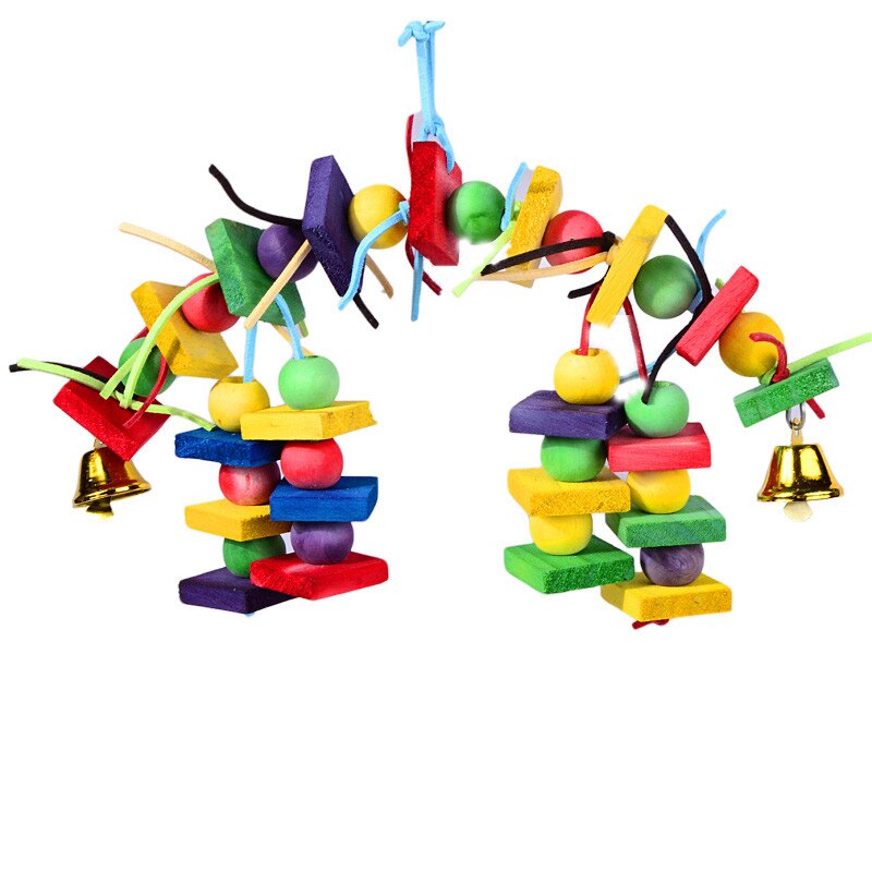 Papegøje legetøj kæledyr forsyninger legetøj papegøje farve træklods bid legetøj kæledyr legetøj gynge stativ klokke papegøje legetøj træ naturlig interessant