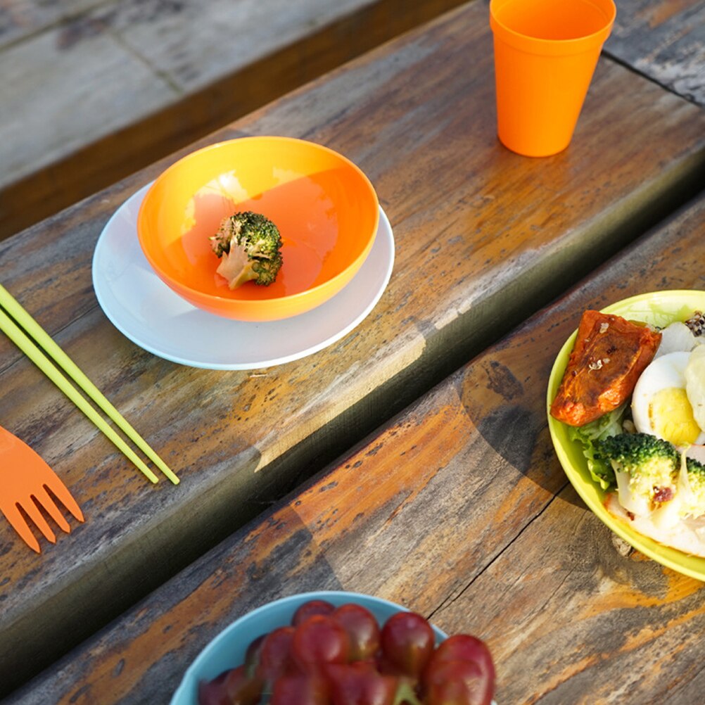 1 Set/6Pcs Outdoor Servies Herbruikbare Fruitschaal Picknick Dessertbord Draagbare Camping Platen Picknick Bbq Servies Apparatuur