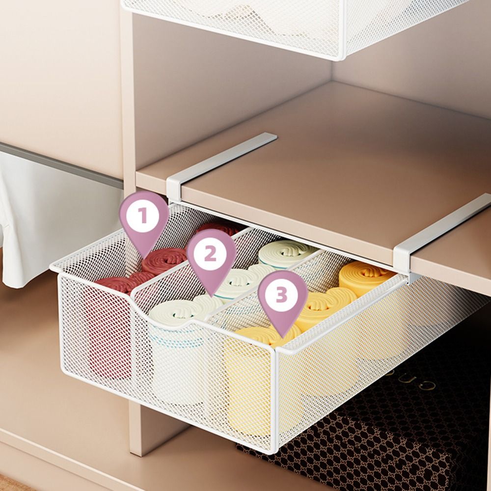 Pull-out Partition Cabinet Mesh Drawer Breathable Smooth Slide Closet Hanging Basket Large Load Bearing Space Saver