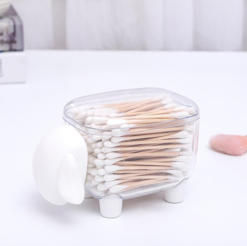 Bastoncillo de algodón de mesa de plástico Caja de almacenamiento para palillos de dientes de oveja en forma de polvo cosmético de algodón organizador de Decoración de mesa de hogar