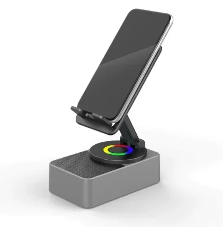 Altavoz Bluetooth inalámbrico 5 en 1, soporte para teléfono móvil de escritorio, Banco de energía portátil, carga para cocina, viajes, fiestas, gimnasio al aire libre: Blanco