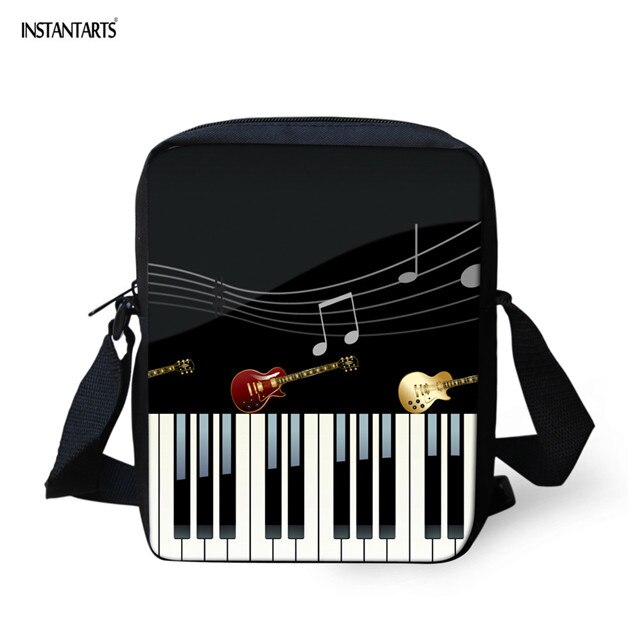 INSTANTARTS Music Note Piano Crossbody Bag Brand School Student Bookbag Mini Messenger Bag Flap Handbag Schoolbag: H7397E