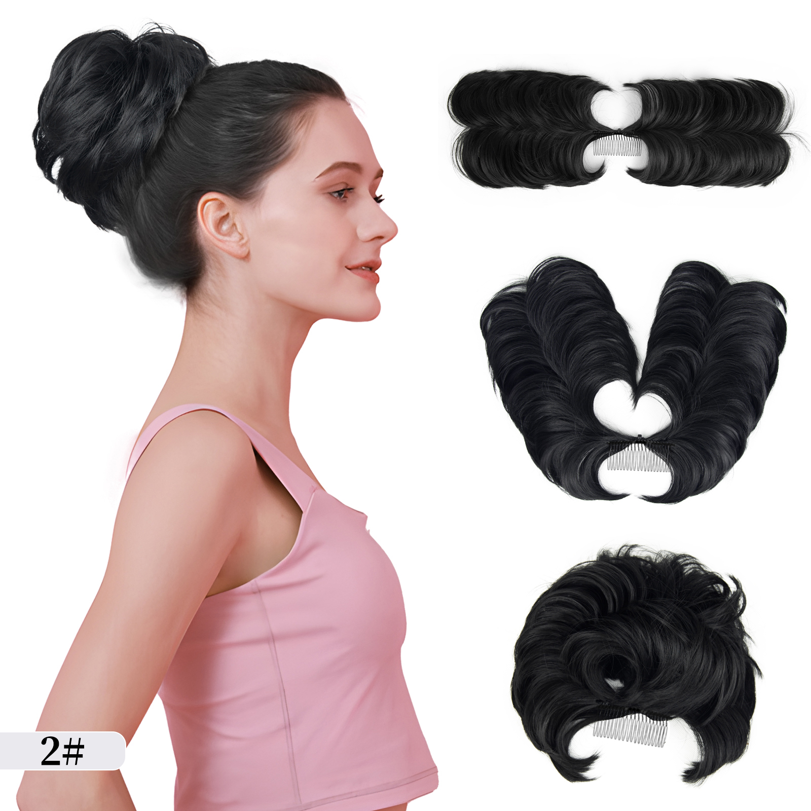 Postiche chignon décoiffé bon marché pour femme, peigne à clipser, court, droit, polyvalent, ébouriffé, facile: 1B/30HL