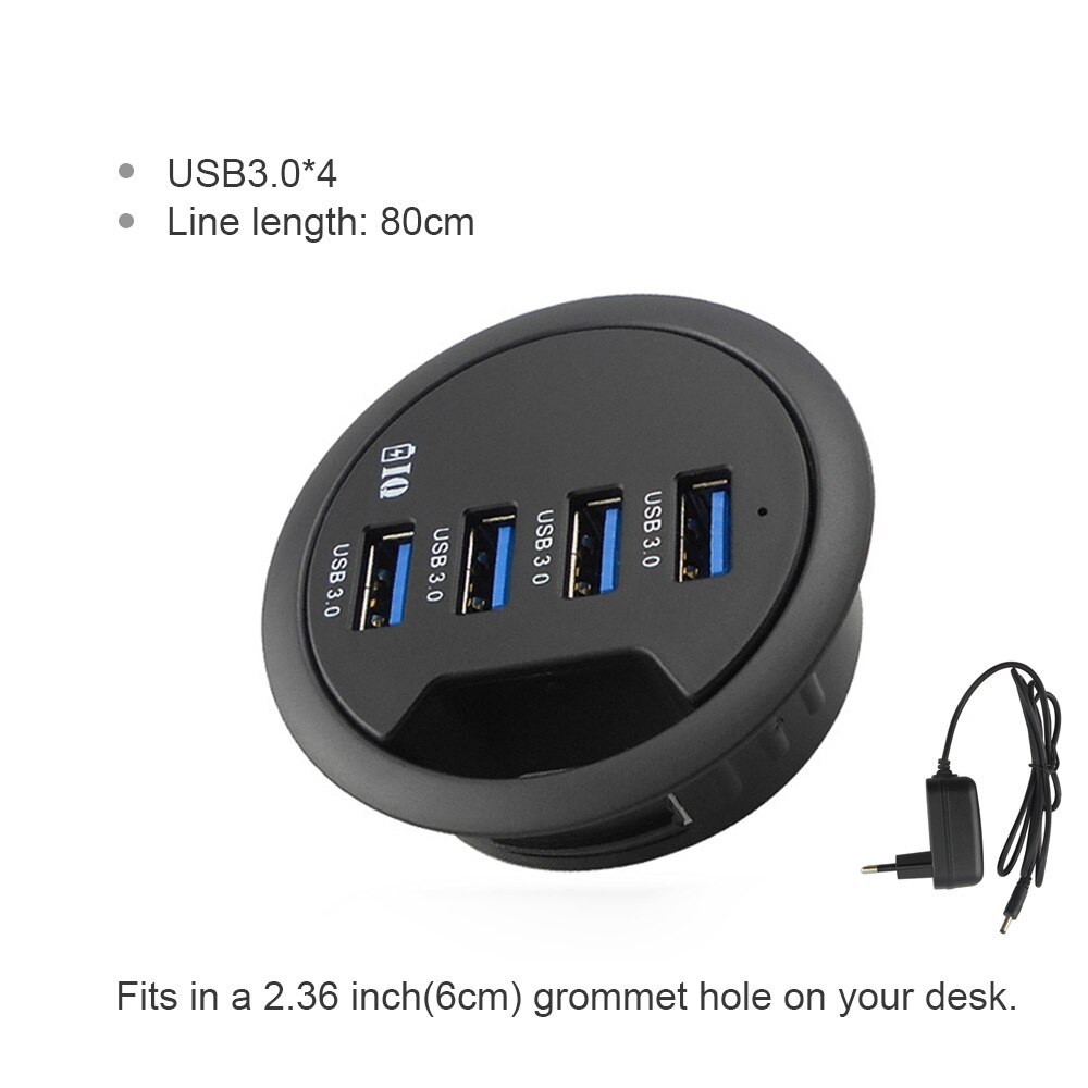 USB Desk Hub USB3.0 HUB With 4 Port USB3.0 Adapter For Desktop PC/Notebook USB HUB Desk Mount USB 3.0 Splitter Cable lenth 80cm: 4 in 1-USB3.0 1