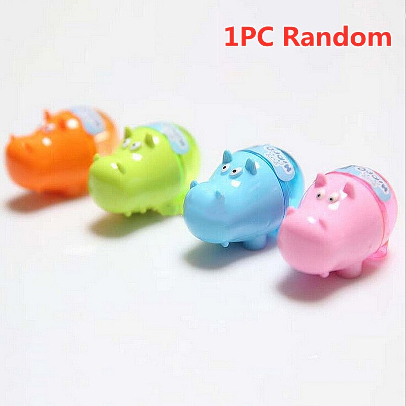 1PC Cute Owl Pig Hedgehog Hippo Plastic Pencil Sharpener Lovely Multiple Animals Stationery for School Kids: Hippo Single Hole