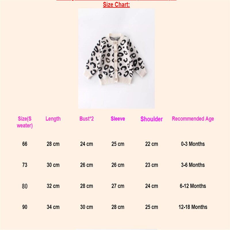 Brand Baby Jackets Newborn Baby Girl Leopard Print Winter Warm Jumper Cardigan Button Long Sleeve Knitted