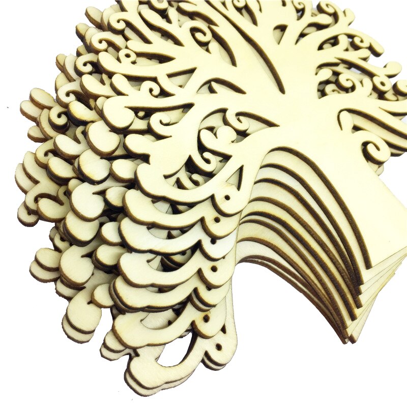10Pcs Blank Wooden Family Tree Embellishments Natural Wood Table Confetti for DIY Crafts Scrapbooking Wedding Decoration