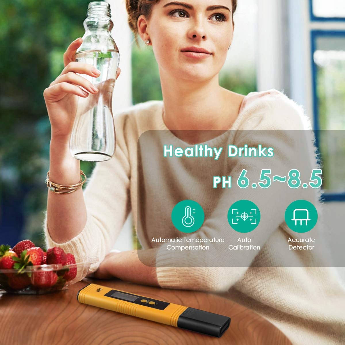 Medidor de PH Digital LCD de alta precisión, probador de agua para agua, comida, acuario, piscina, hidropónica, tamaño de bolsillo, 0-14 PH 0,01