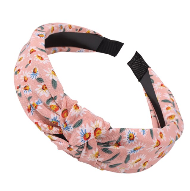 Eenvoudige Chiffon Hoofdband Voor Vrouwen Verse Bloem Brede Hoofdband Mode Haarband Kleurrijke Strik Vintage Haar Sieraden Accessoires: Pink