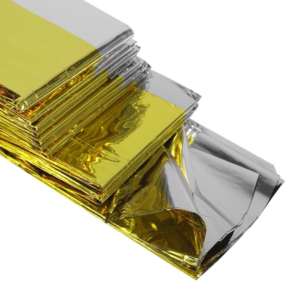 160*210cm nödfilt livräddande värmeisolering solskyddsfilt guld silver dubbel färg