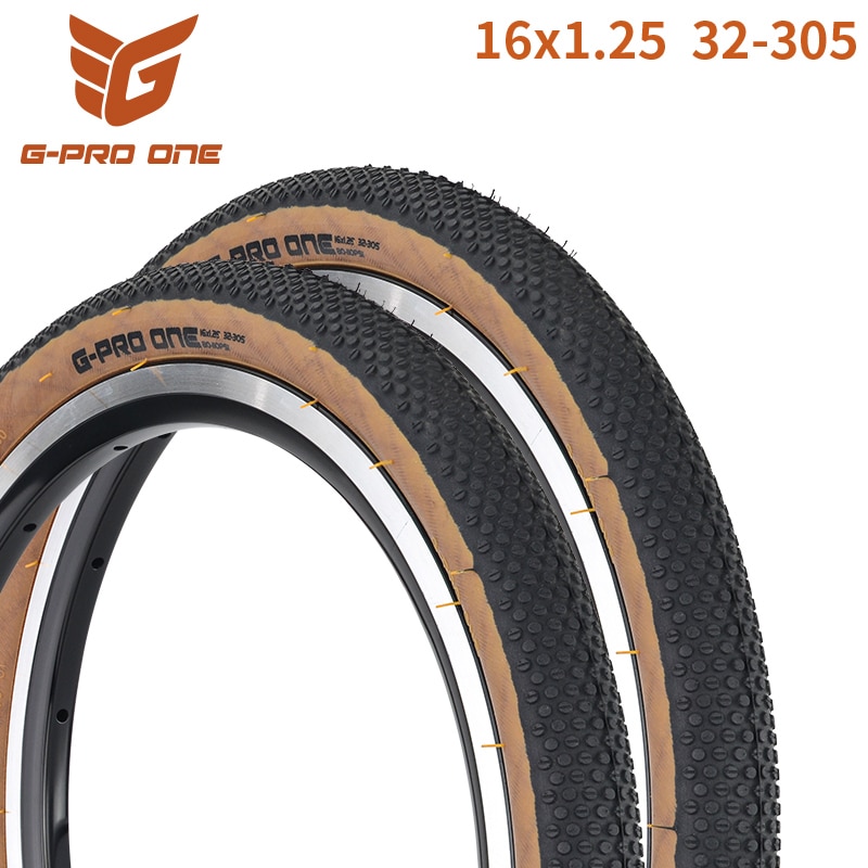 Pneu de vélo pliant G-PRO ONE 16x1.25 32-305, 1 pièce, pneu antidérapant à bord marron de 16 pouces, 305 léger pour Brompton