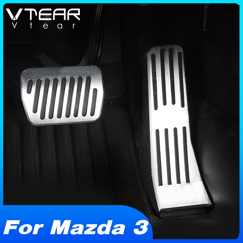 Vtear mazda 3 tilbehør bil gaspedal aluminiumslegering bil fodstøtte pedal interiør modifikation skridsikker gummi pedal cover