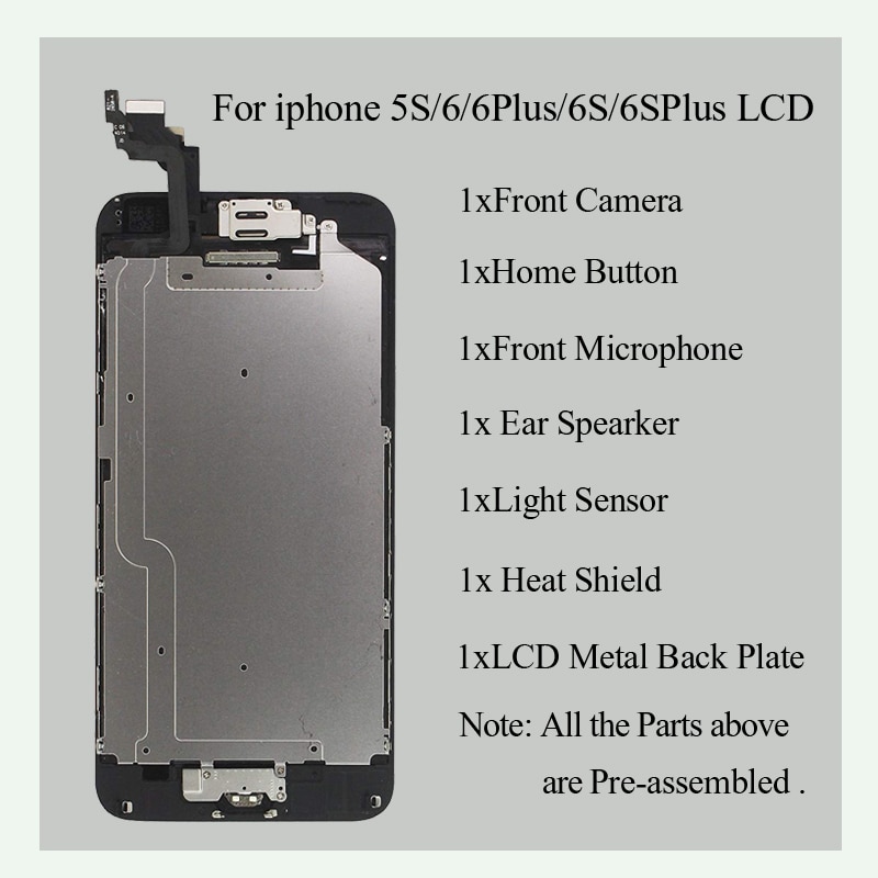 AAA+ LCD For iPhone 6 6Plus 6S Plus LCD Full Assembly Complete With 3D Touch Screen Replacement Display for iphone 5S LCD Camera