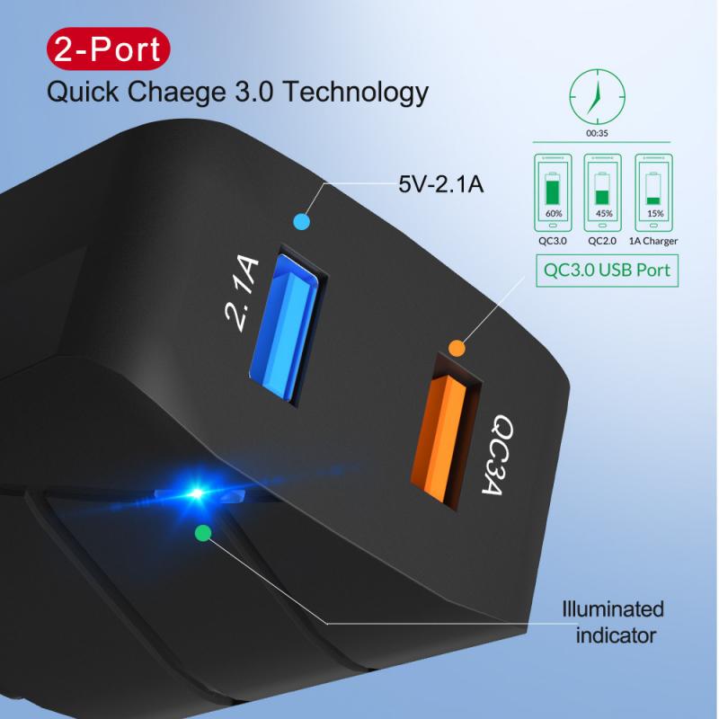 Mobile Phone Charger Plug QC3.0 28W Plug Fast Charging Plug 2.1A USB Charging Port Fast Charger Plug Universal USB Charger Plug