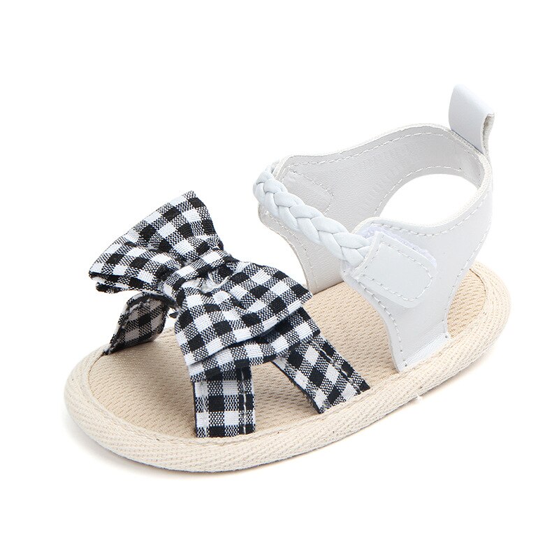 Erste Wanderer Baby Mädchen Plaid Bowknot Sandalen Neugeborenen lässig draussen Prinzessin Krippe Überprüft Prinzessin Schuhe 0-18M: Weiß / 13-18 Monate